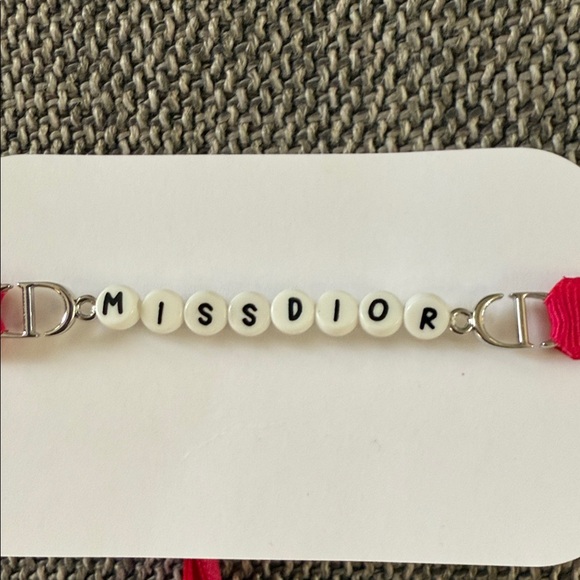 Dior Miss Dior Bracelet Pink Ribbon White Beads One Size New Authentic - Picture 7 of 10